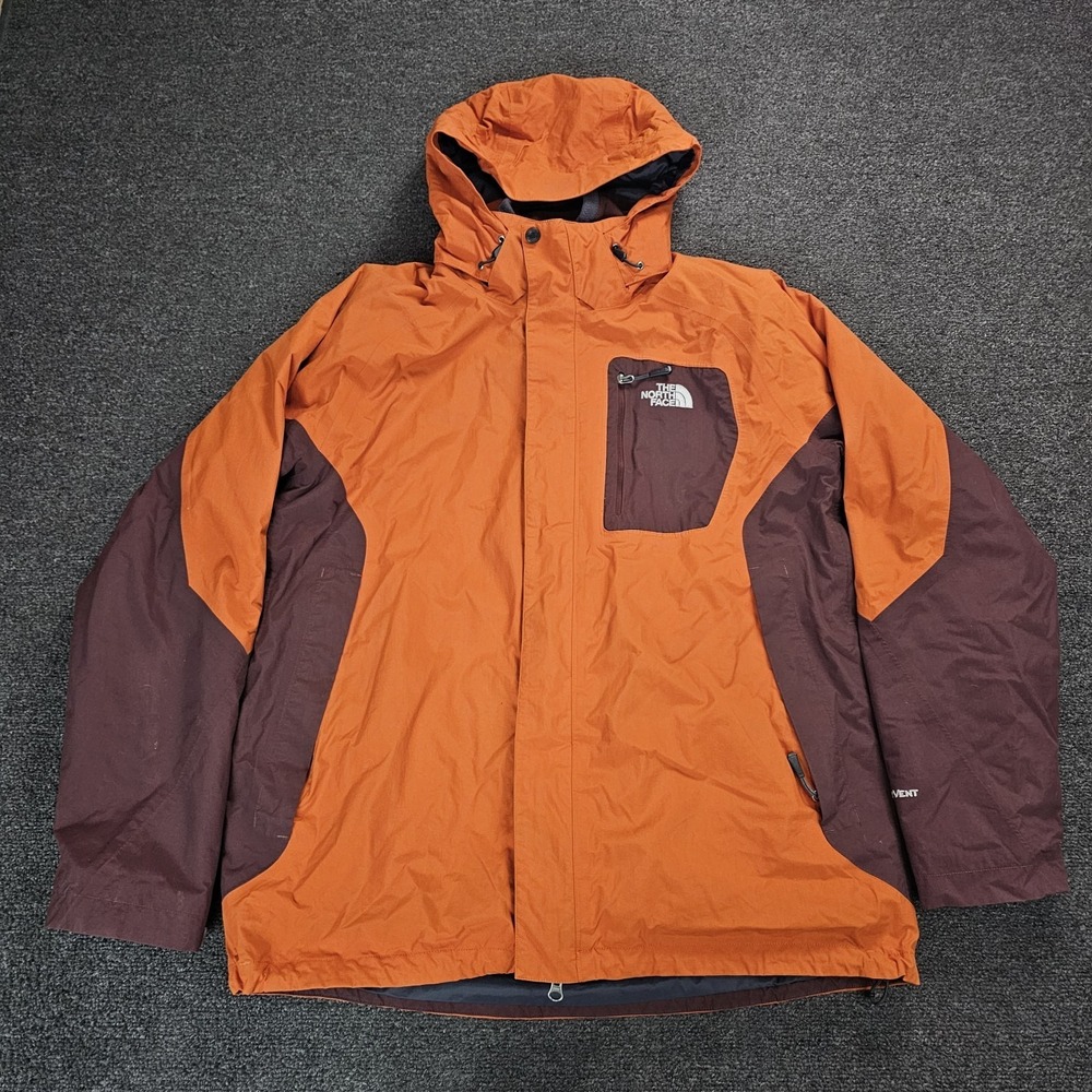 The North Face Hyvent 3-In-1 Winter Jacket Mens Large Orange Brown Coat Hiking